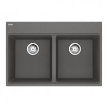 Franke Residential Canada MAG6201414-SHG-S - Franke Maris Dual Mount 31-in x 20.88-in Fragranite Double Bowl Kitchen Sink in Stone Grey