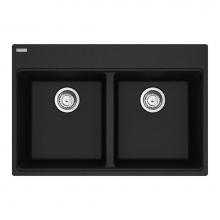 Franke Residential Canada MAG6201515-ONY-S - Franke Maris Dual Mount 33-in x 22-in Fragranite Double Bowl Kitchen Sink in Onyx