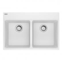 Franke Residential Canada MAG6201515-PWT-S - Franke Maris Dual Mount 33-in x 22-in Fragranite Double Bowl Kitchen Sink in Polar White