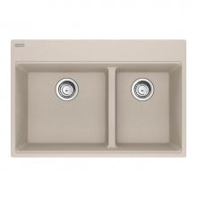 Franke Residential Canada MAG6601611LD-CHA-S - Franke Maris Dual Mount 31-in x 20.9-in Fragranite Double Bowl Kitchen Sink in Champagne