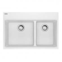Franke Residential Canada MAG6601812LD-PWT-S - Franke Maris Dual Mount 33-in x 22-in Fragranite Double Bowl Kitchen Sink in Polar White