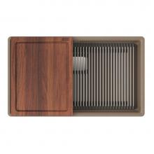 Franke Residential Canada PKG11031OYS-WKC - Franke Peak 32.0-in. x 18.8-in. Fragranite Undermount Single Bowl Workcenter Kitchen Sink in Oyste