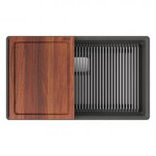 Franke Residential Canada PKG11031SLG-WKC - Franke Peak 32.0-in. x 18.8-in. Fragranite Undermount Single Bowl Workcenter Kitchen Sink in Stone