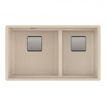 Franke Residential Canada PKG160LD-CHA-S - Franke Peak 32.0-in. x 18.8-in. Fragranite Undermount Double Bowl Kitchen Sink in Champagne