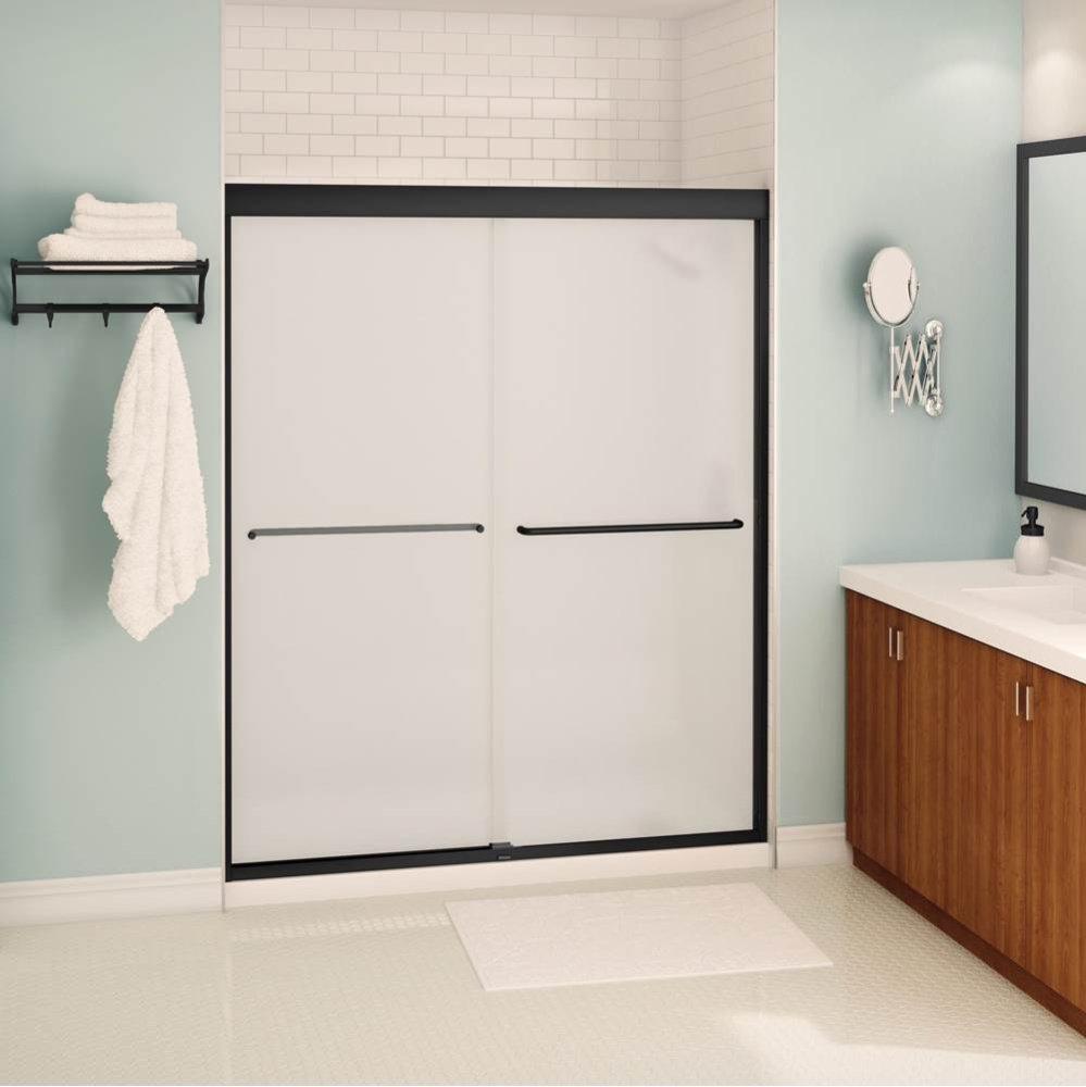 Aura 55-59 x 71 in. 6 mm Bypass Shower Door for Alcove Installation with Frost Glass in Matte Blac
