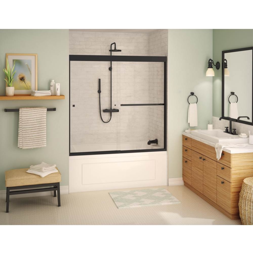 Aura 55-59 x 57 in. 8 mm Bypass Tub Door for Alcove Installation with Clear Glass in Matte Black