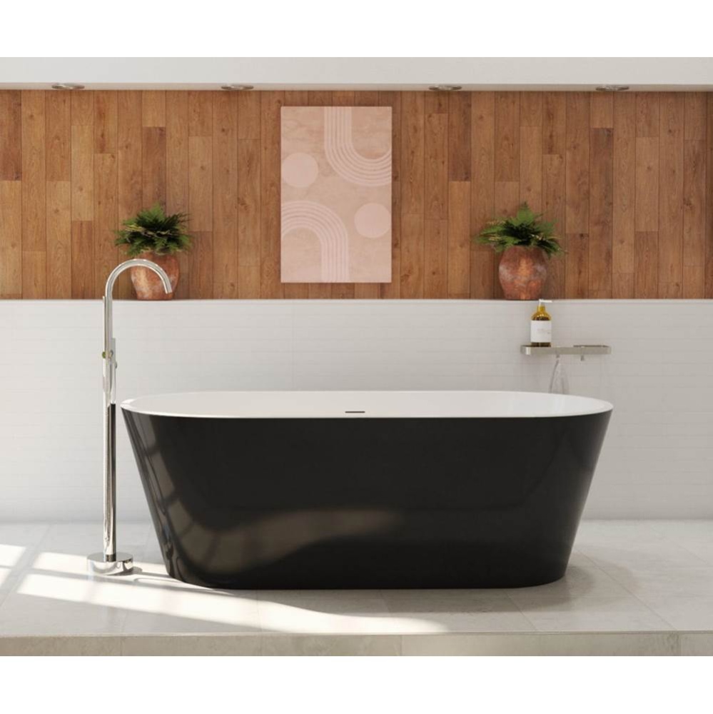 Calinda 67 x 31 Acrylic Freestanding Oval Center Drain Bathtub in Black