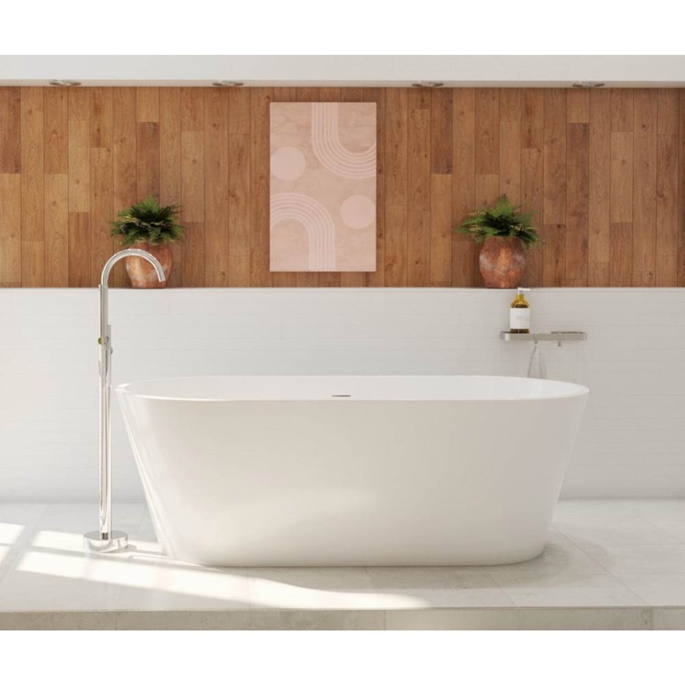 Calinda 67 x 31 Acrylic Freestanding Oval Center Drain Bathtub in White