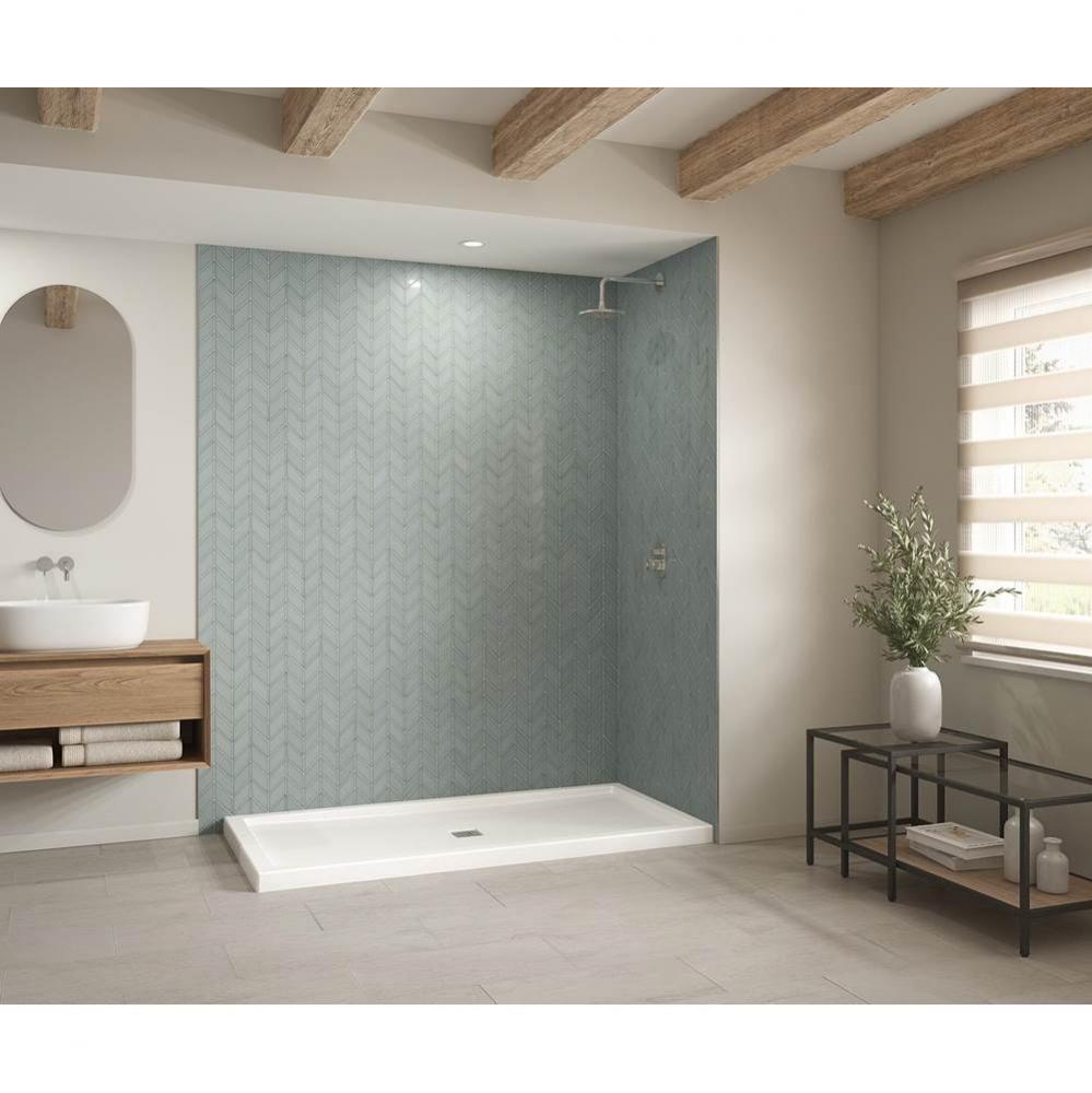 B3Square 7236 Acrylic Corner Right Shower Base in White with Center Drain