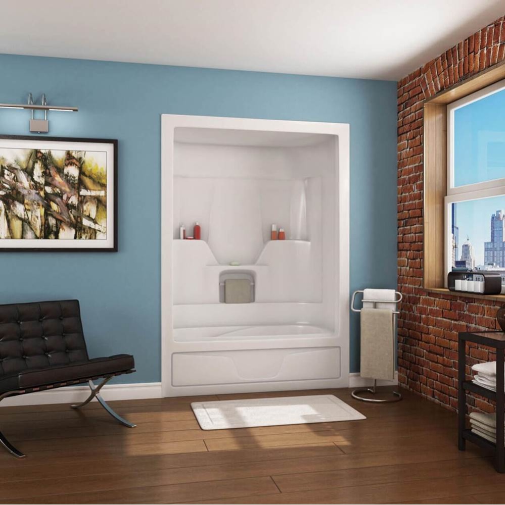 Aspen 60 x 31 Acrylic Alcove Left-Hand Drain One-Piece 10 Microjets Tub Shower in White