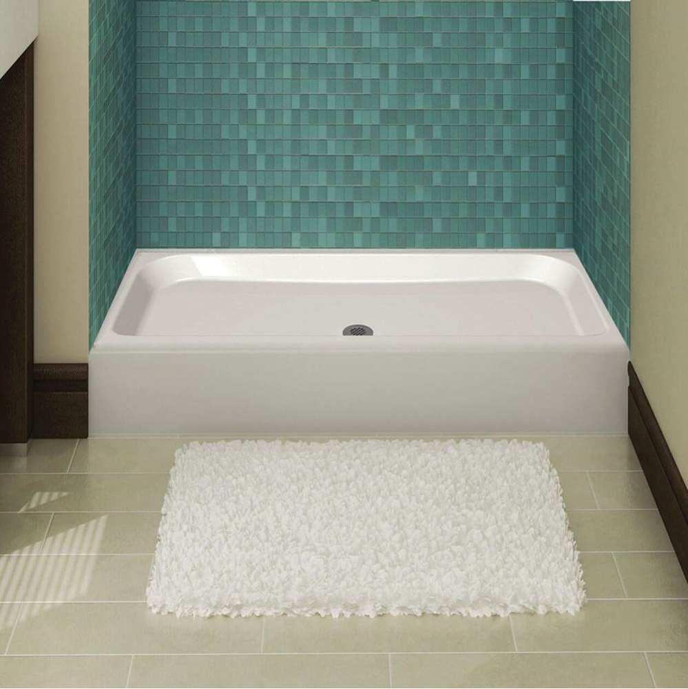 Alaska Base 60 x 32 AcrylX Alcove Shower Base with Center Drain in White