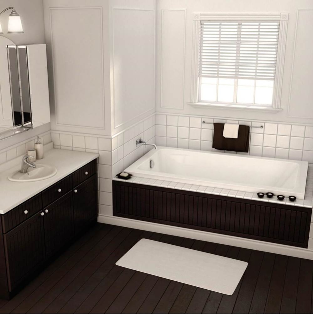 Pose 72 in. x 42 in. Drop-in Bathtub with Combined Whirlpool/Aeroeffect System End Drain in White