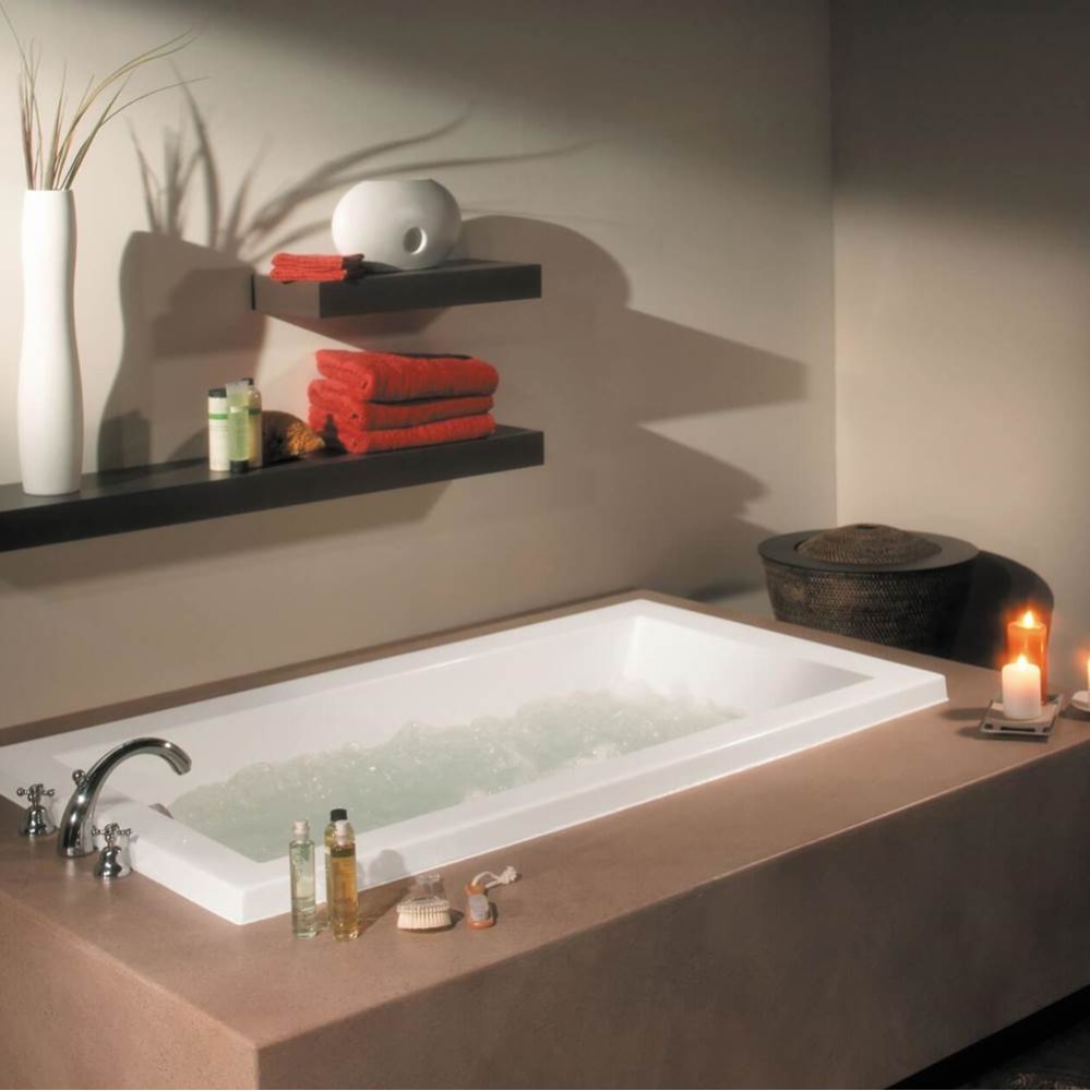 Aiiki 6636 Acrylic Drop-in End Drain Combined Hydrofeel & Aerofeel Bathtub in White