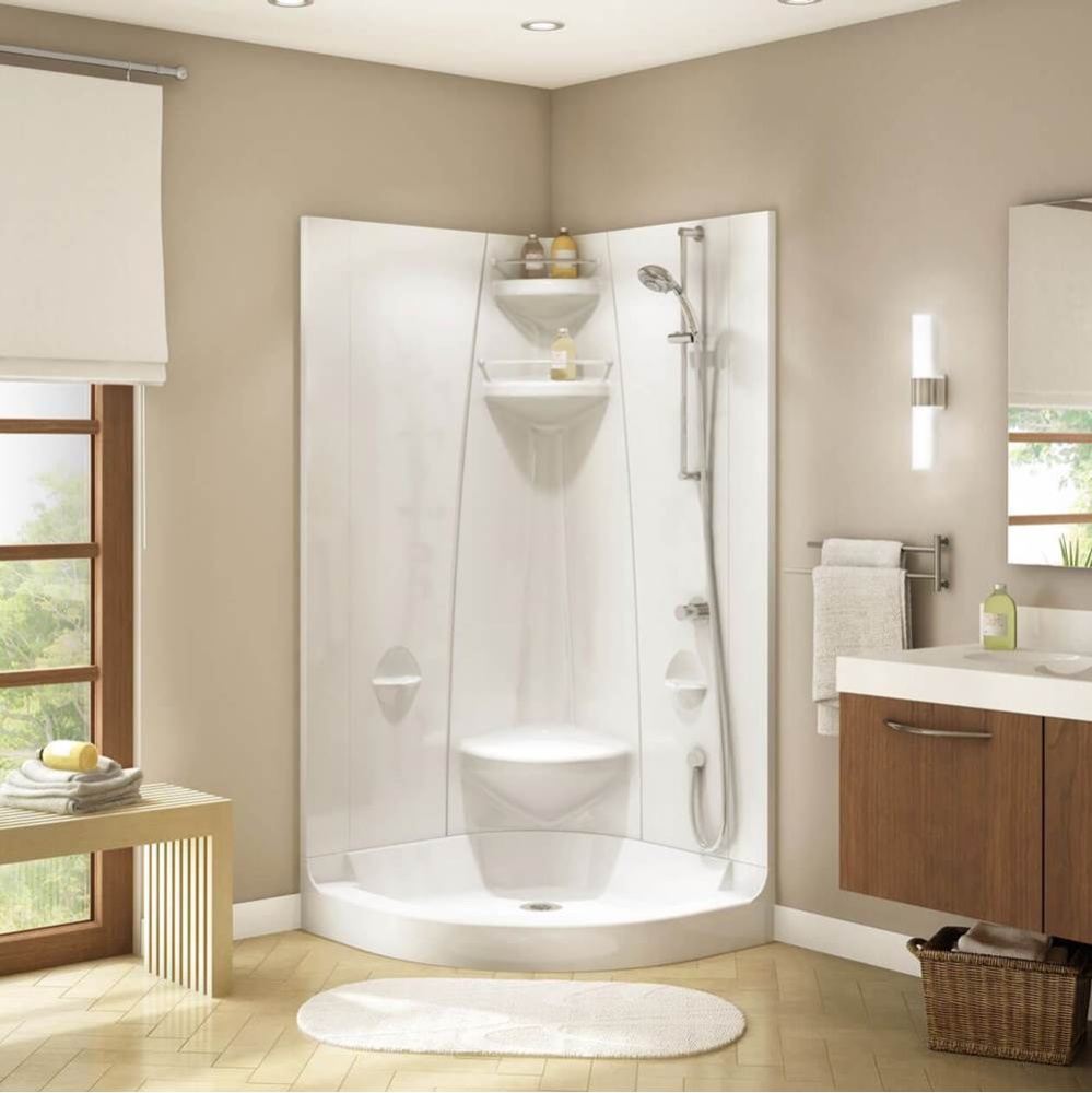 Freestyle 37 Neo-Round 37 x 37 Acrylic Corner Center Drain One-Piece Shower in White