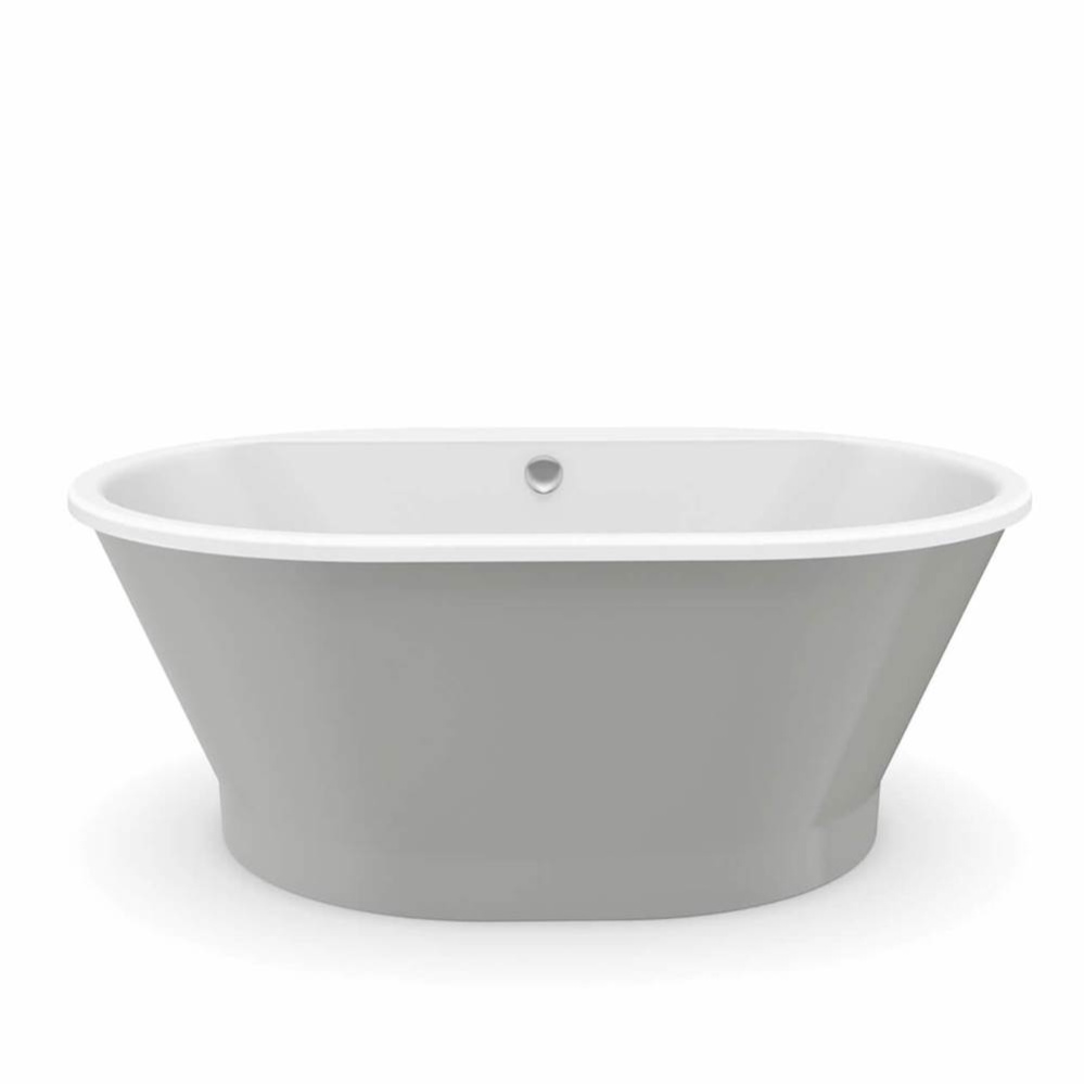 Brioso 6636 AcrylX Freestanding Center Drain Bathtub in White with Sterling Silver Skirt