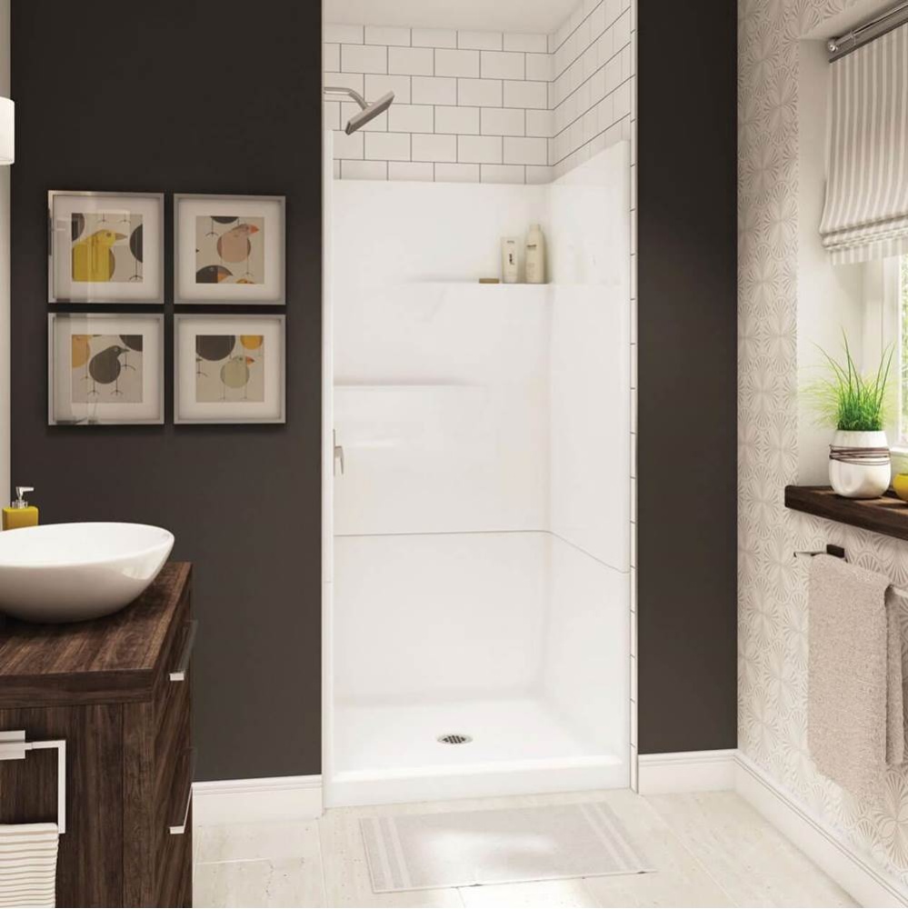 Gallery SH-3636 AcrylX Alcove Center Drain Two-Piece Shower in White