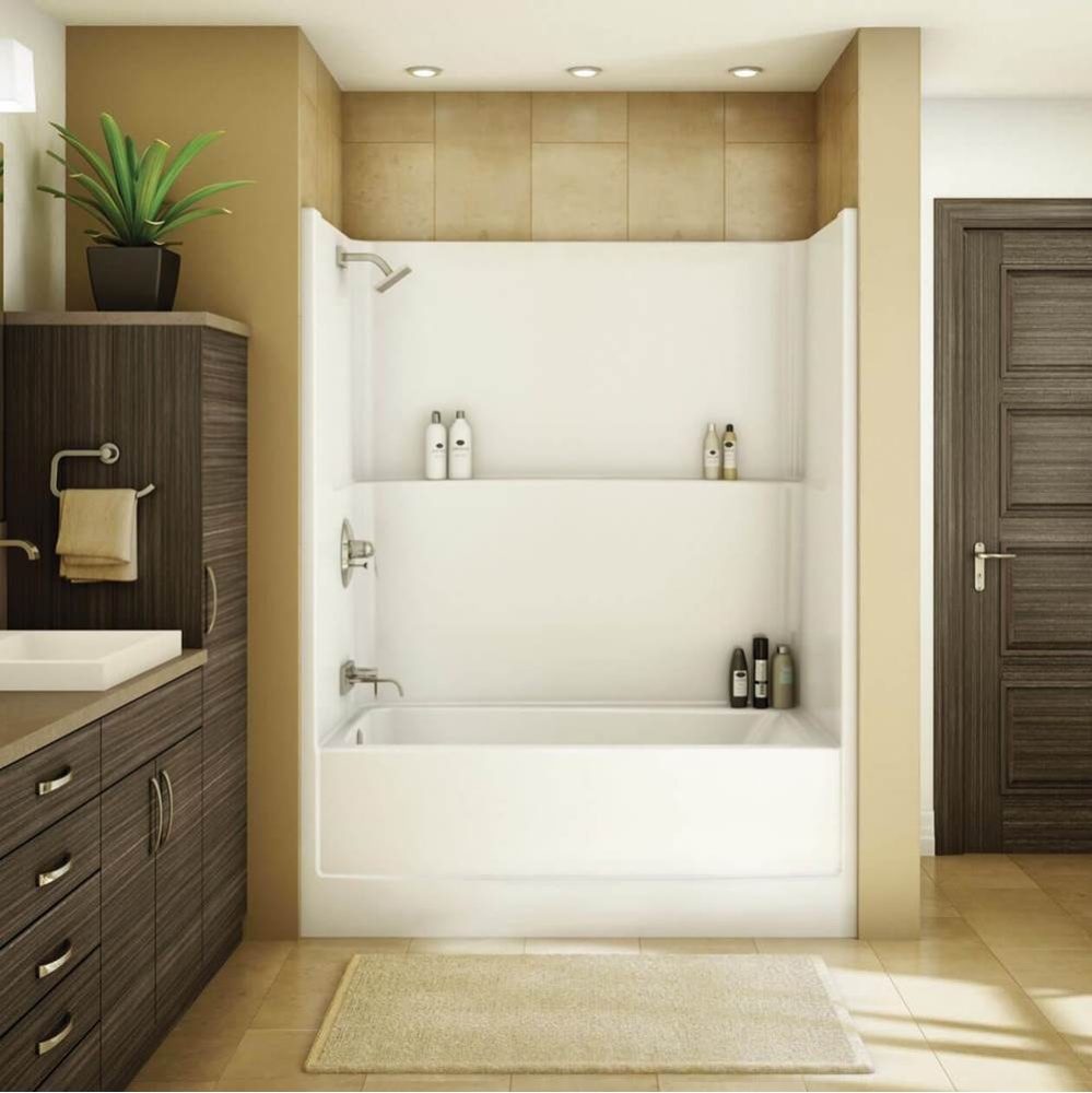 TSEA Plus 60 x 32 AcrylX Alcove Right-Hand Drain One-Piece Tub Shower in White