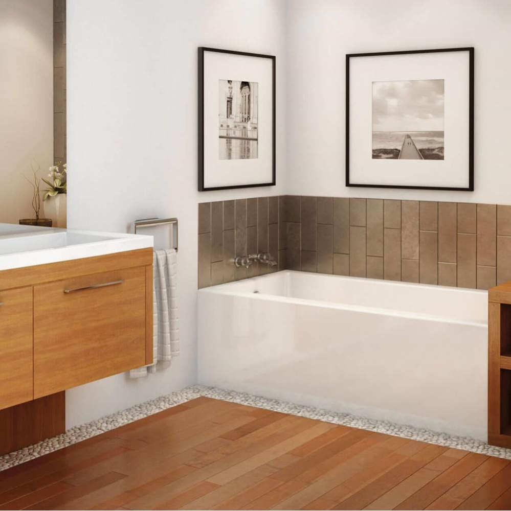 Rubix 6632 Acrylic Alcove Right-Hand Drain Bathtub in White