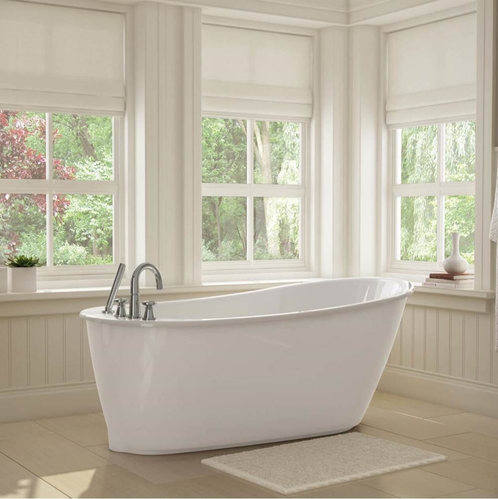Sax 6032 AcrylX Freestanding End Drain Bathtub in White with White Skirt