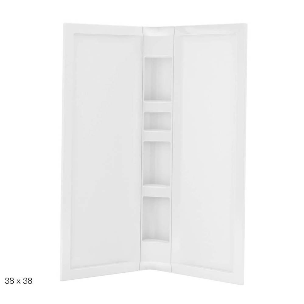 38 x 38 in. Acrylic Three-Piece Corner Shower Wall Kit in White