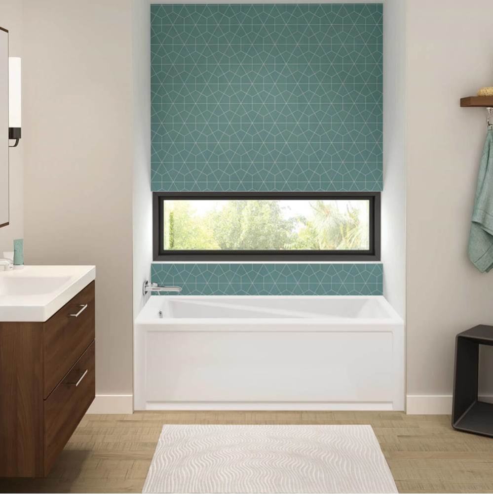 Exhibit IFS AFR 59.875 in. x 36 in. Alcove Bathtub with Whirlpool System Left Drain in White