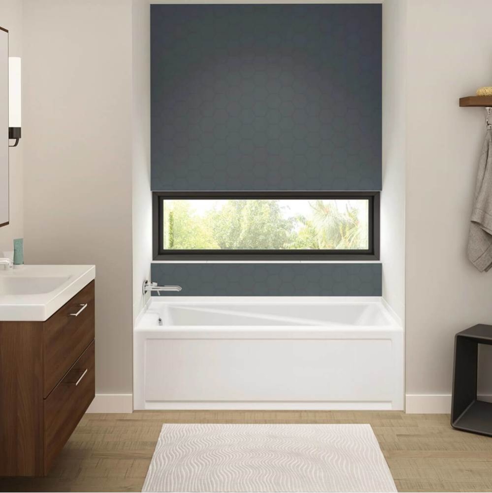 Exhibit IFS AFR DTF 65.875 in. x 36 in. Alcove Bathtub with Whirlpool System Left Drain in White