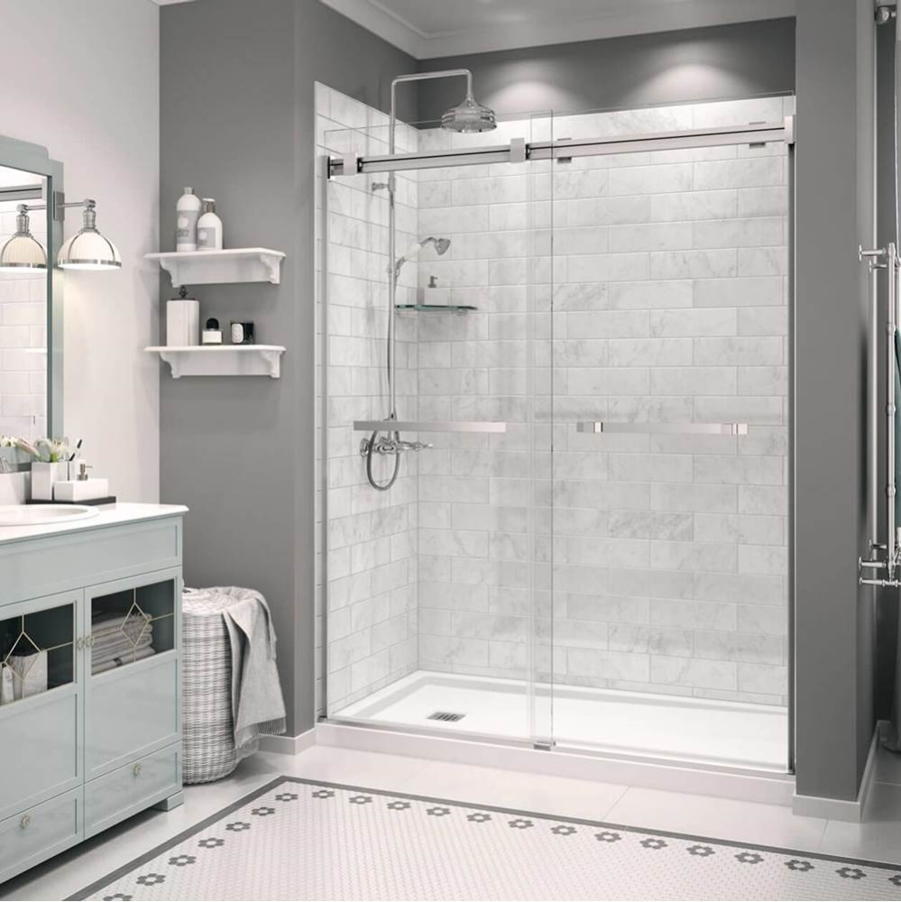 Zone Square 60 x 32 Acrylic Alcove or Corner Shower Base in White with Left-Hand Drain