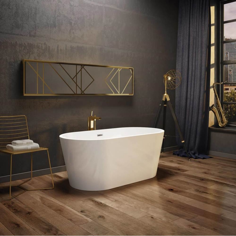 Louie 5829 Acrylic Freestanding Center Drain Bathtub in White with White Skirt