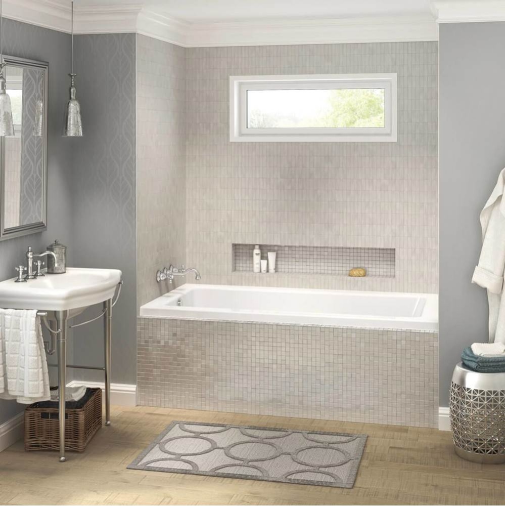 Skybox 6636 IF Acrylic Alcove Right-Hand Drain Combined Hydrosens and Aerosens Bathtub in White