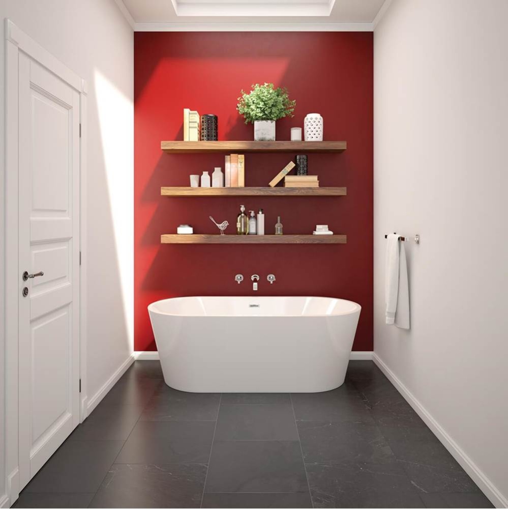 Lorca 6731 Acrylic Freestanding Center Drain Bathtub in White with White Skirt