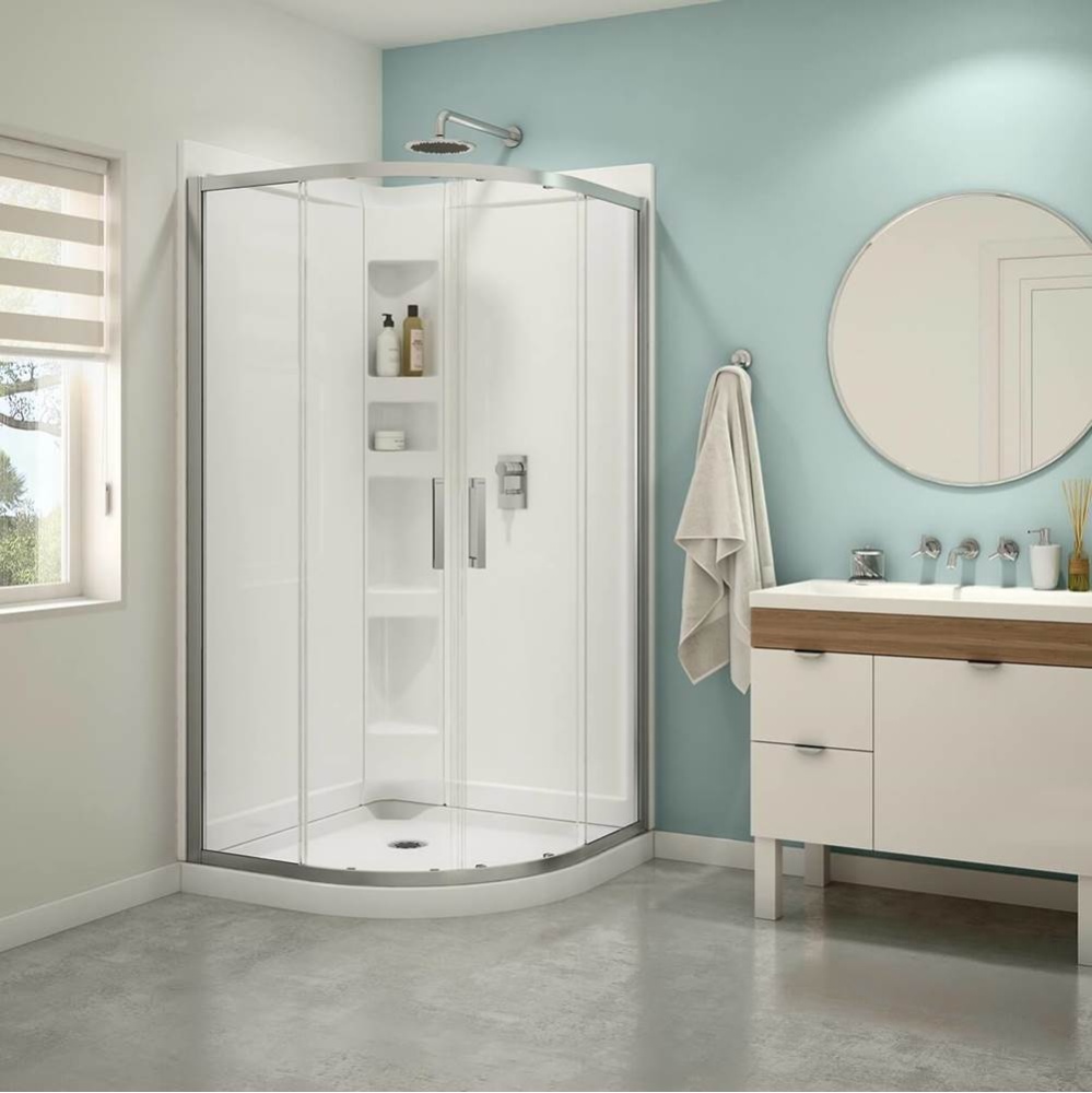 Sakura Acrylic Shower Kit in White with Clear Glass in Chrome