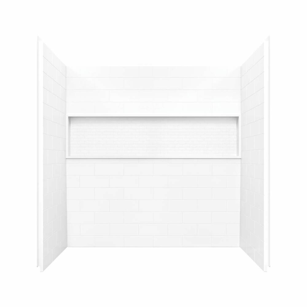 NexTile 6030 Direct-to-Stud Four-Piece Alcove Tub Wall Kit in White