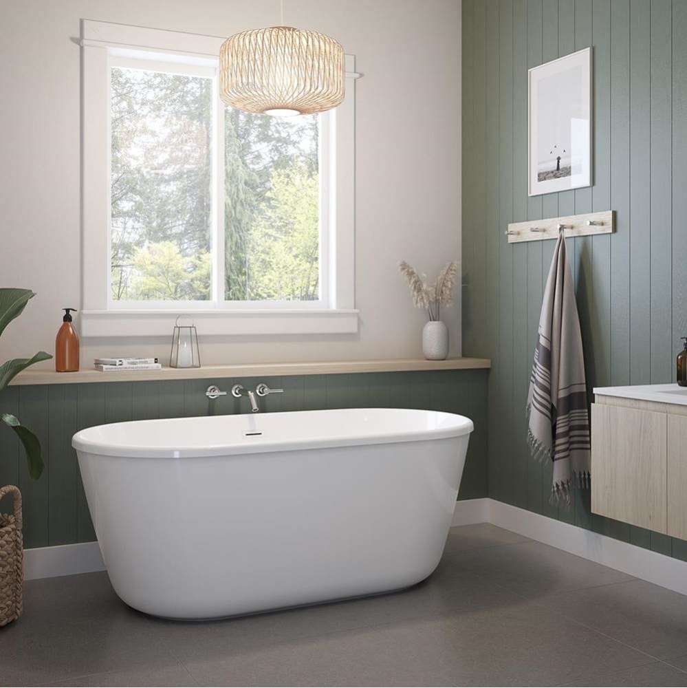 Griffin 5829 AcrylX Freestanding Center Drain Bathtub in White with White Skirt