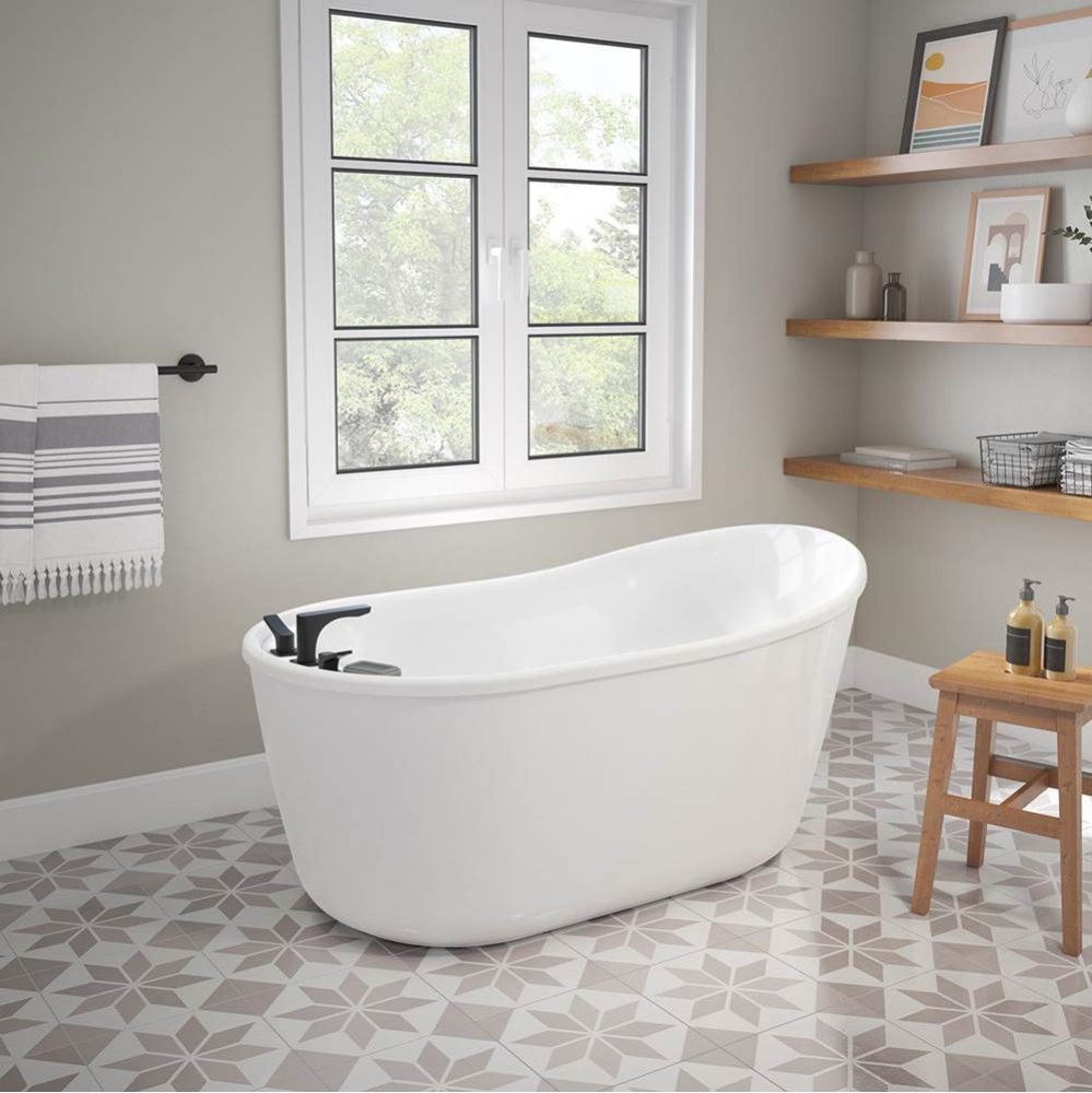 Davis 58 x 32 AcrylX Freestanding End Drain Bathtub in White with White Skirt