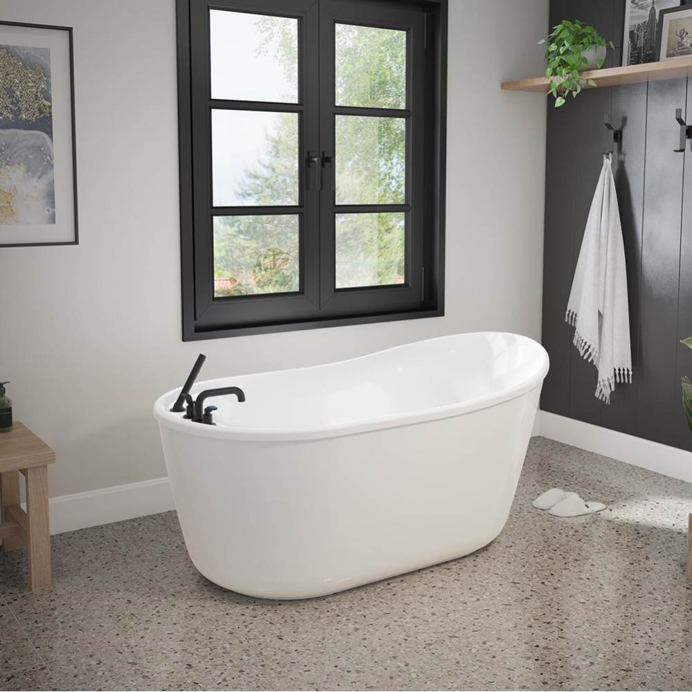 Finlay 58 x 32 AcrylX Freestanding End Drain Bathtub in White with White Skirt
