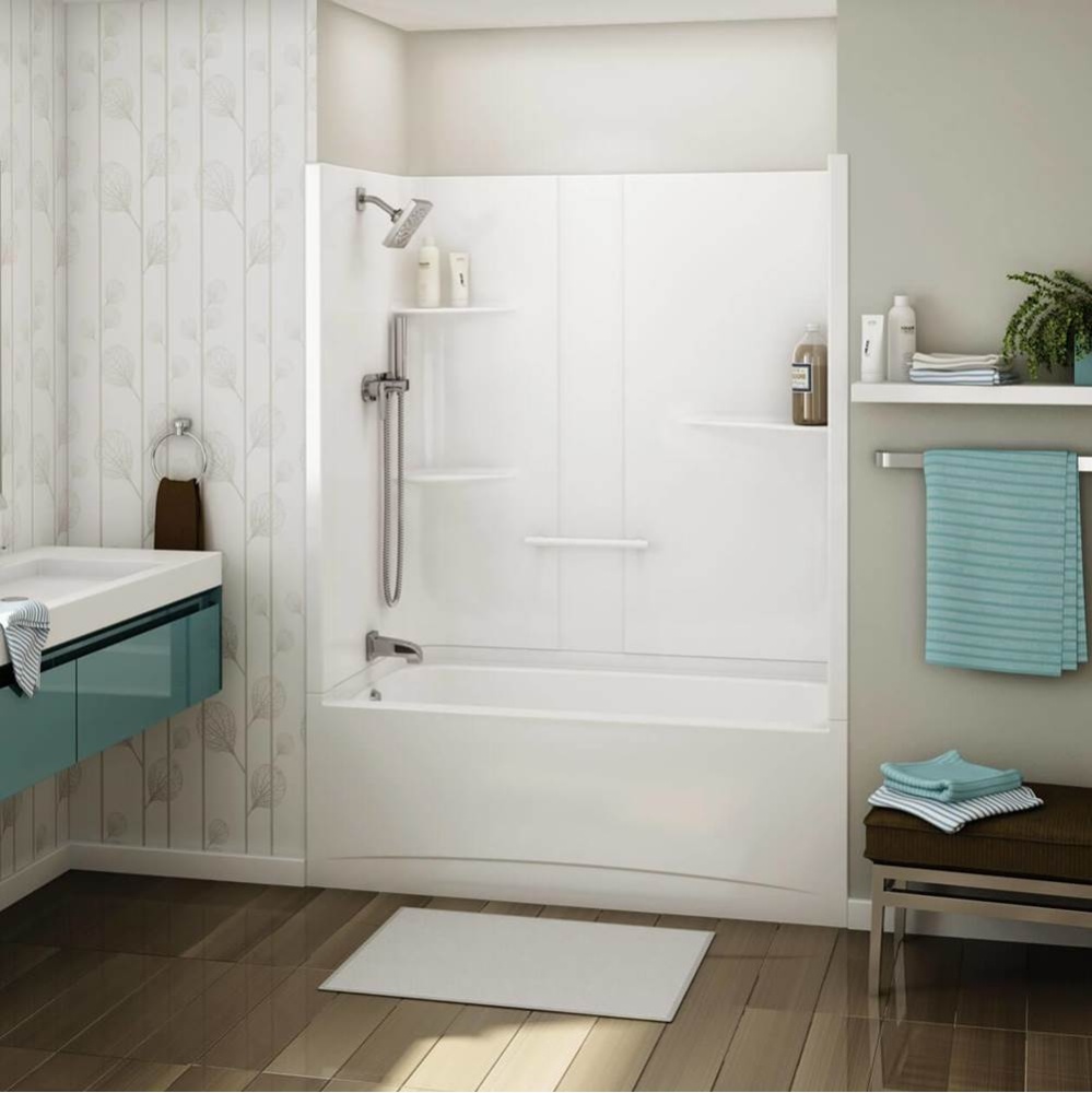 ALLIA TS-6032 Acrylic Alcove Left-Hand Drain Two-Piece Tub Shower in White