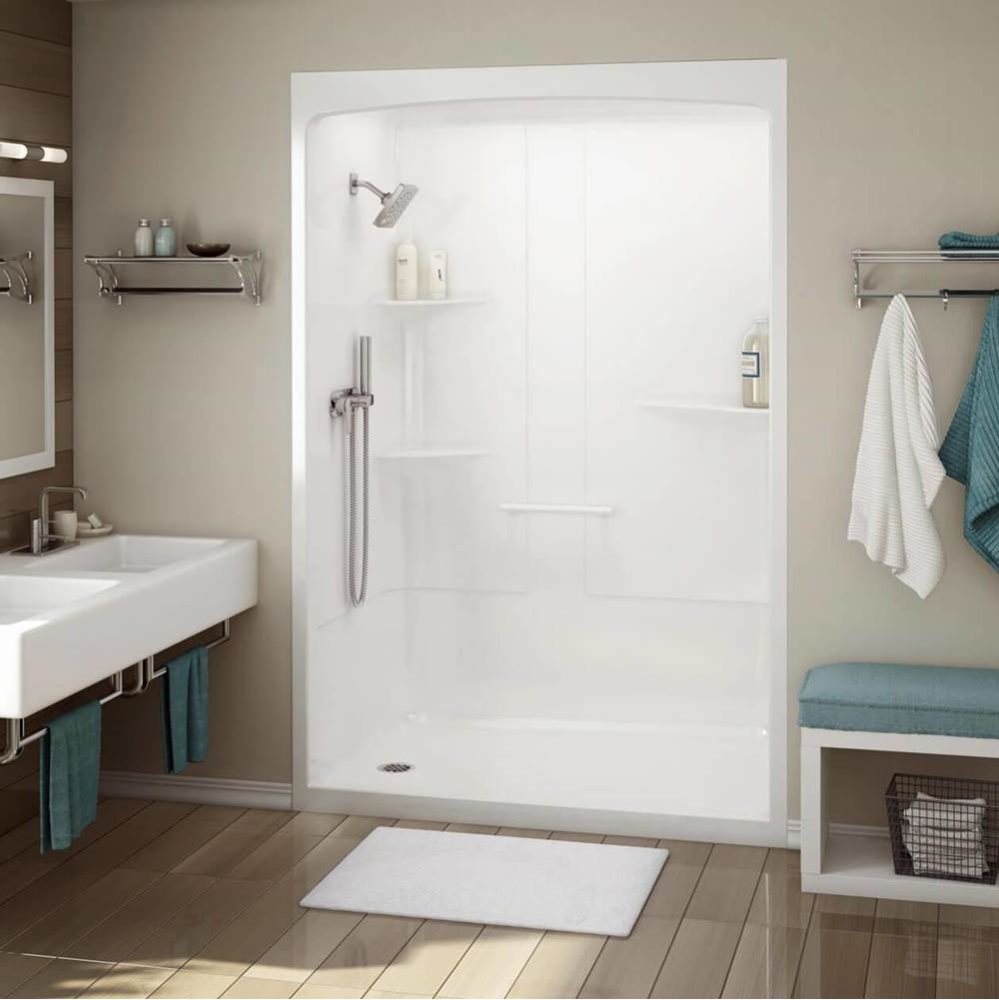 ALLIA SHR-6034 Acrylic Alcove Right-Hand Drain One-Piece Shower in White