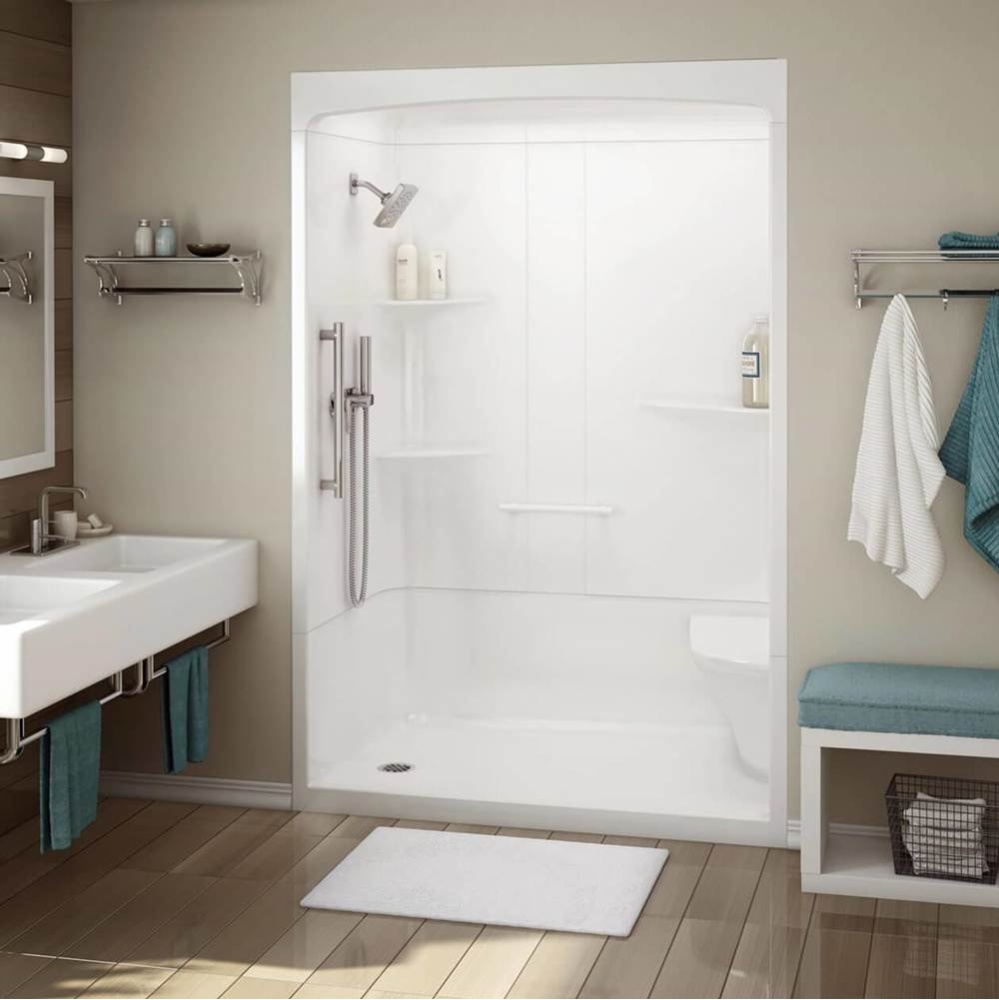 ALLIA SHR-6034 Acrylic Alcove Center Drain Three-Piece Shower in White