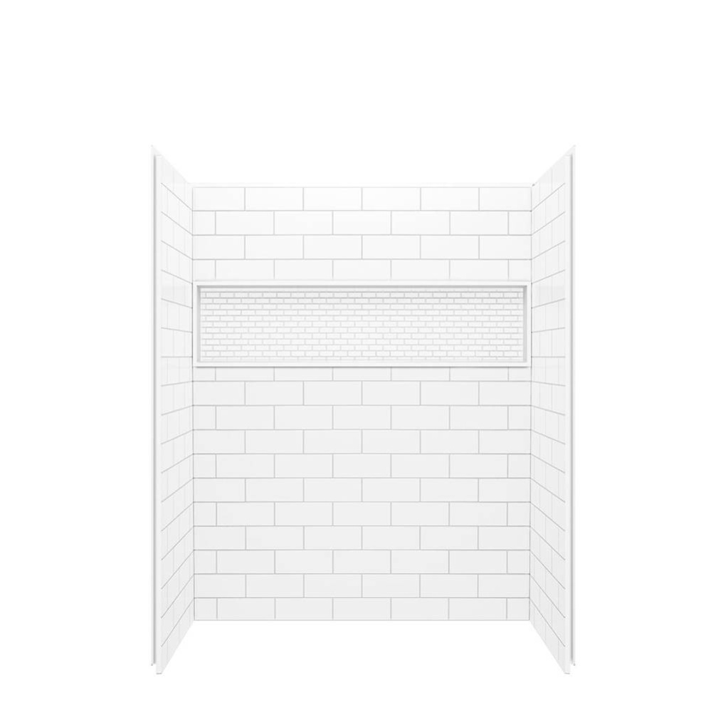 NexTile 6032 Direct-to-Stud Four-Piece Alcove Shower Wall Kit in White