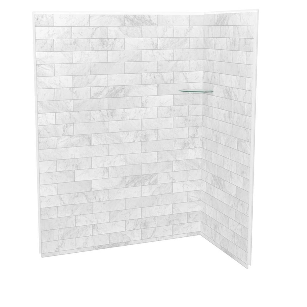 Utile 6032 Composite Direct-to-Stud Two-Piece Corner Shower Wall Kit in Marble Carrara