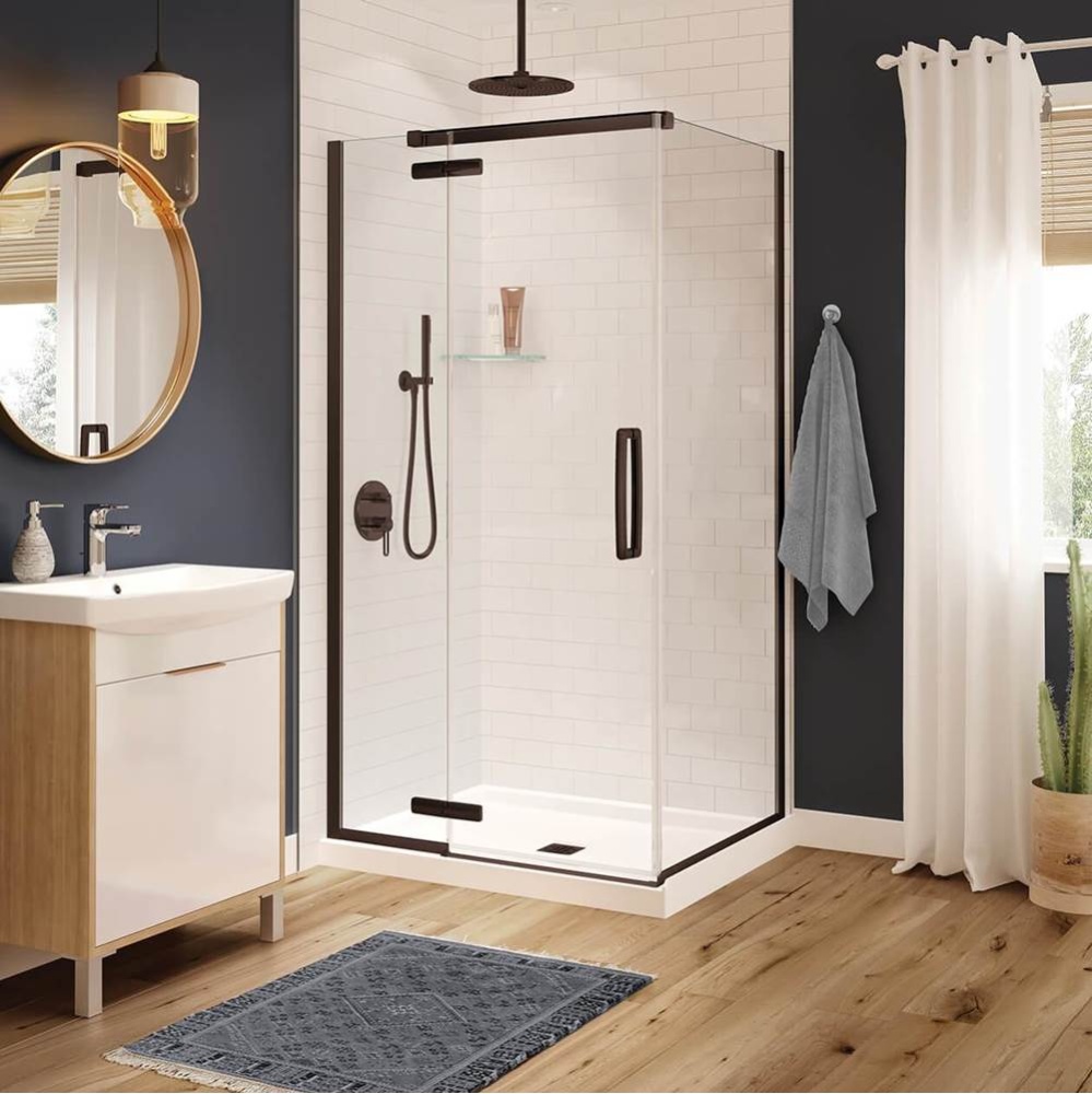 Link Curve Rectangular 42 x 34 x 75 in. 8mm Pivot Shower Door for Corner Installation with Clear g