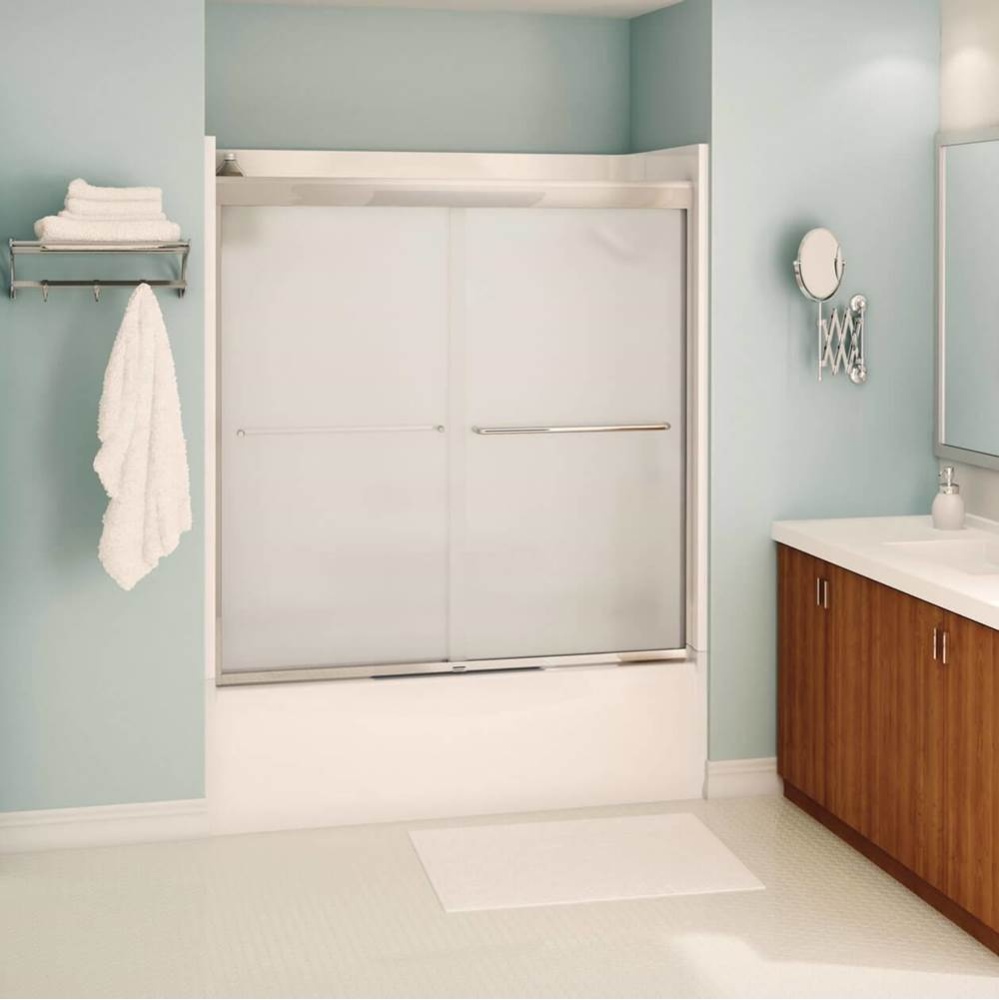 Kameleon 55-59 x 57 in. 6 mm Bypass Tub Door for Alcove Installation with Frosted glass in Chrome
