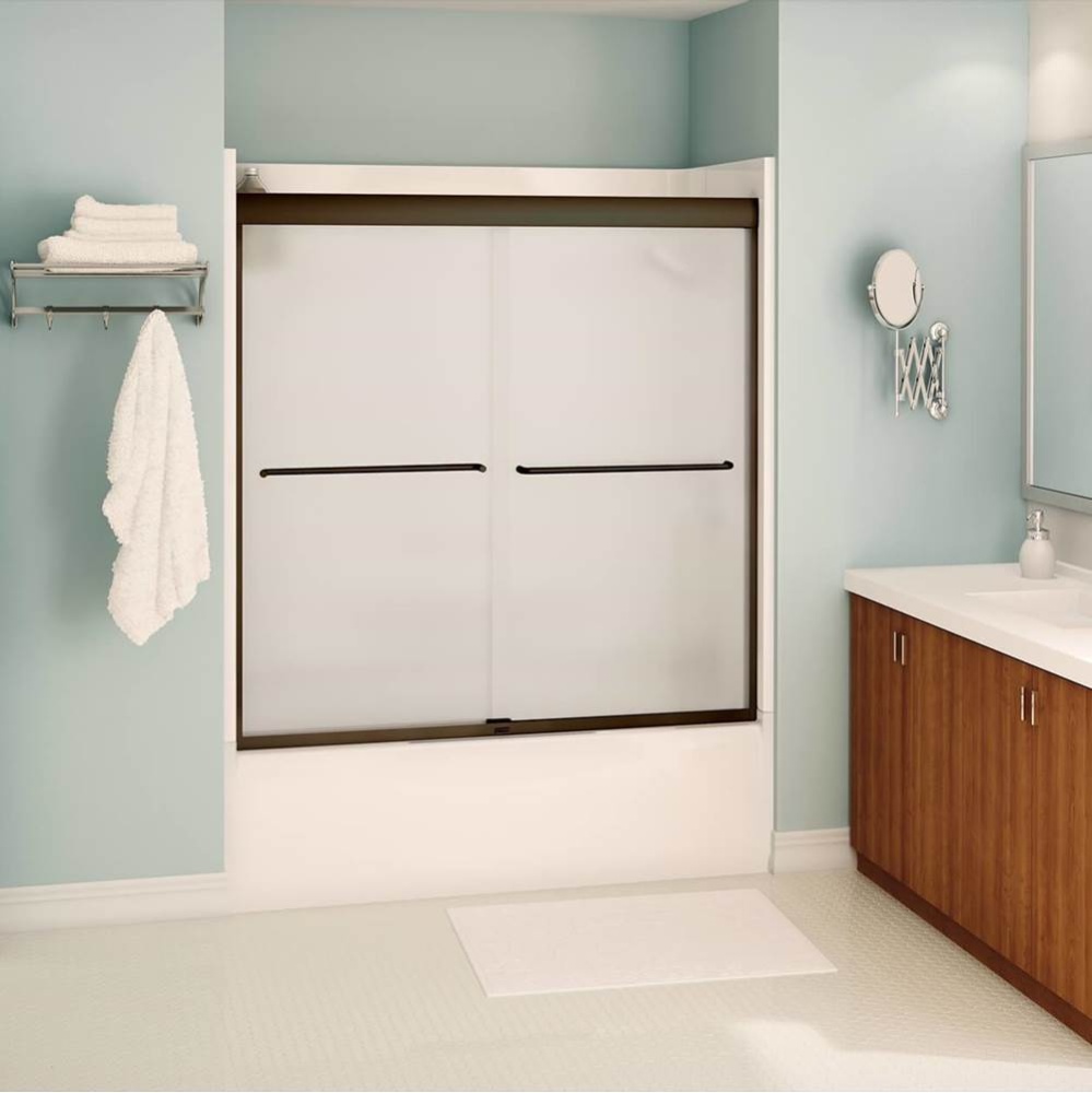 Kameleon 55-59 x 57 in. 6 mm Bypass Tub Door for Alcove Installation with Frosted glass in Dark Br