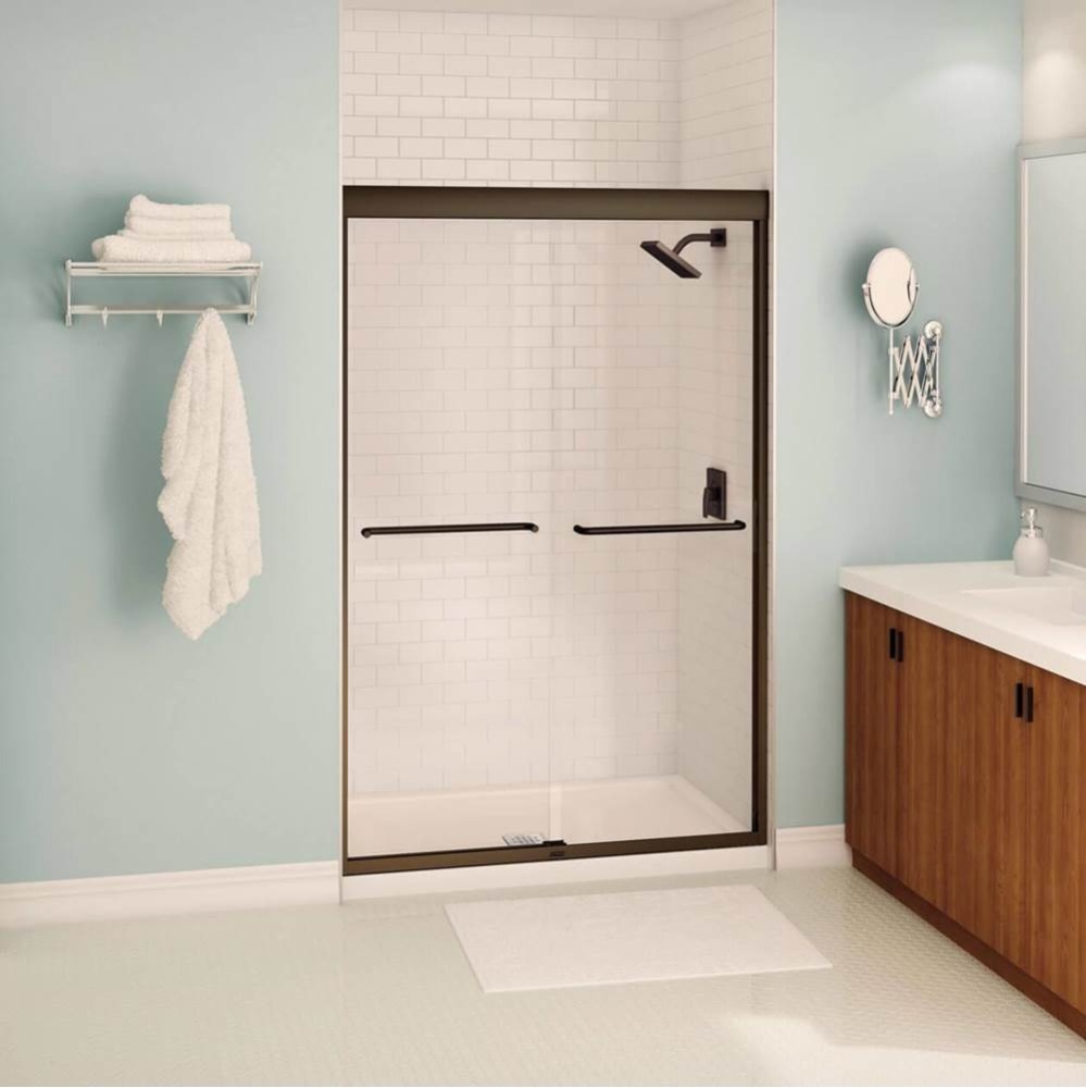Kameleon 43-47 x 71 in. 8 mm Bypass Shower Door for Alcove Installation with Clear glass in Dark B