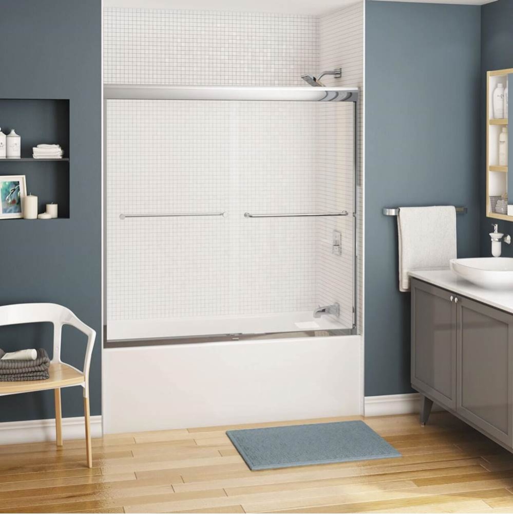 Kameleon 55-59 x 57 in. 8 mm Bypass Tub Door for Alcove Installation with Clear glass in Chrome