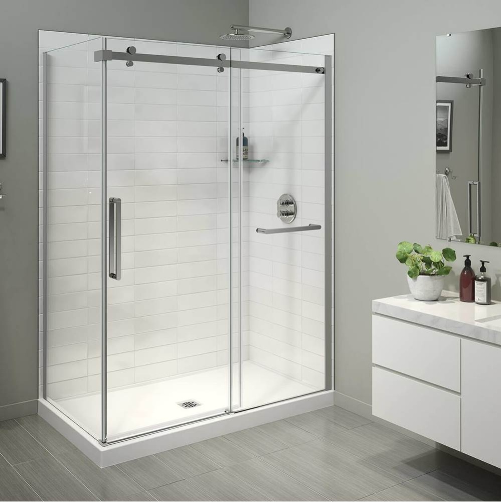 Halo Pro 60 x 32 x 78 3/4 in. 8mm Sliding Shower Door with Towel Bar for Corner Installation with