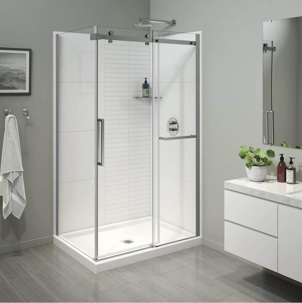 Halo Pro 48 x 36 x 78 3/4 in. 8mm Sliding Shower Door with Towel Bar for Corner Installation with