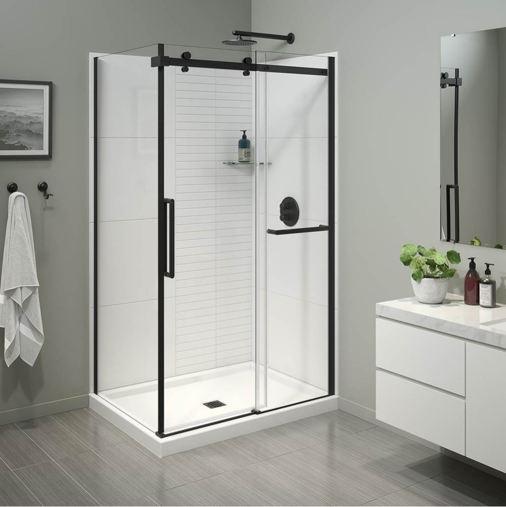 Halo Pro 48 x 36 x 78 3/4 in. 8mm Sliding Shower Door with Towel Bar for Corner Installation with