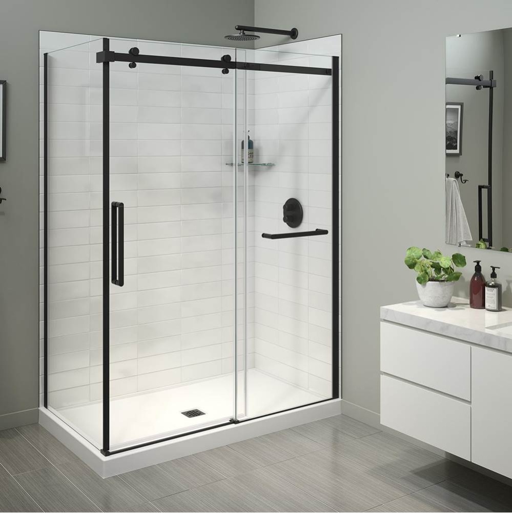 Halo Pro 60 x 36 x 78 3/4 in. 8mm Sliding Shower Door with Towel Bar for Corner Installation with