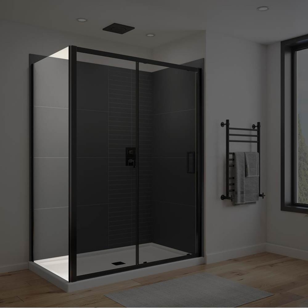 Connect Pro Return Panel for 36 in. Base with Clear glass in Matte Black